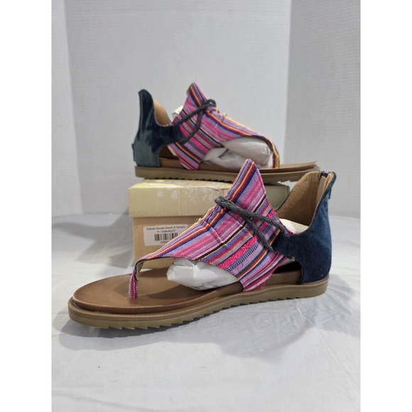 Very G Shoes - Very G Dakota Pink Blue Striped Sandal‎ Womans Size 9 Denim